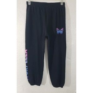 Ivory Ella Women's L Black Leg Logo Butterfly Sweatpants